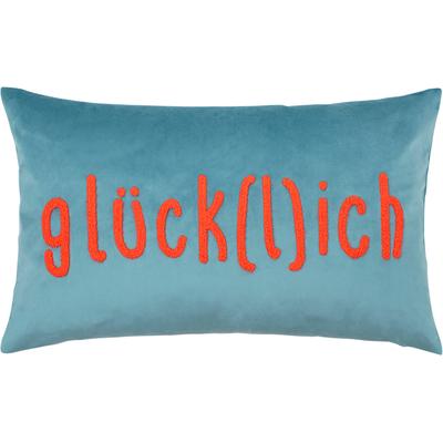 Dekokissen PAD "LETTERS, Kissenhülle, Made in Europa", blau (glücklich, bestickt), B:35cm L:60cm, Polyester, Dekokissen_Sitzkissen_Kissenhüllen, mit Schriftzug, verschiedene Größen, voller Energie und Individualität