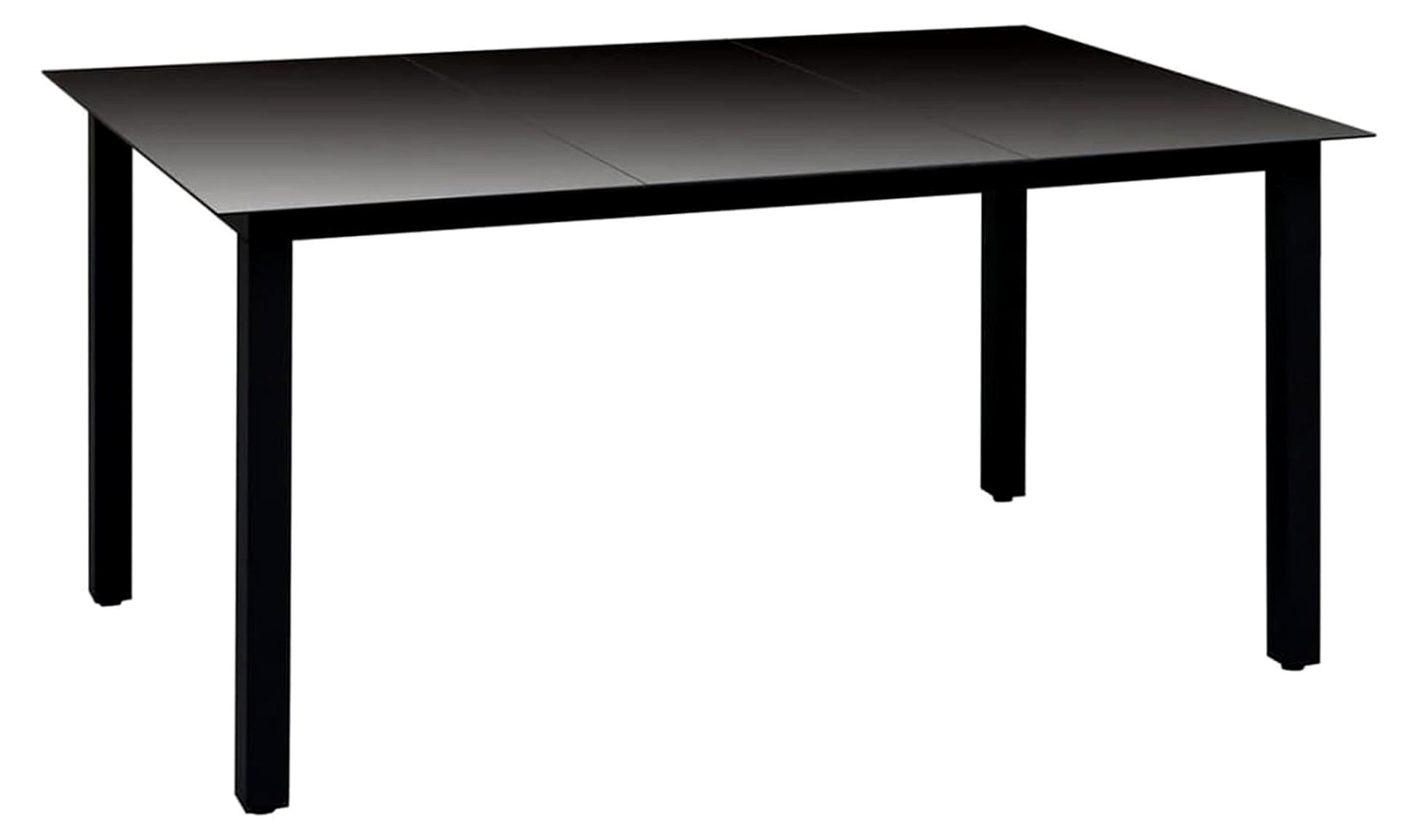 Garten-Esstisch Glas Aluminium 150 x 90 x 74 cm Schwarz