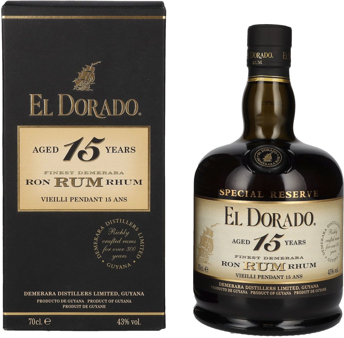 El Dorado 15 Years Old Finest Demerara Rum SPECIAL RESERVE 43% Vol. 0,7l in Geschenkbox
