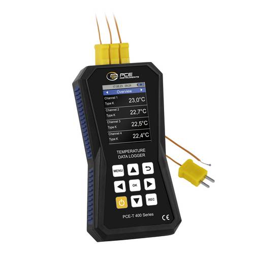 PCE Instruments 4-Kanal Thermoelement Datenlogger PCE-T 420 |hohe Genauigkeit ± 0,04% v.Mw. |-200°C|+1800°C |Software