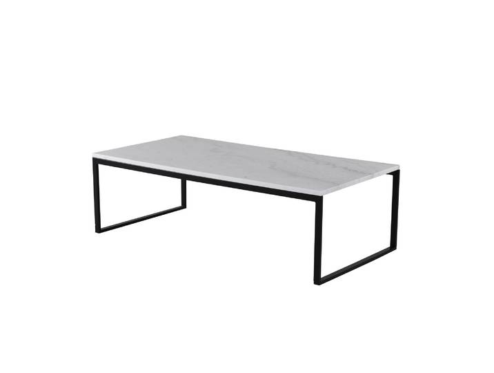 Couchtisch VENTURE HOME Estelle, rechteckiger Couchtisch mit Marmorplatte, 120 × 60 cm , weiß (weiß, schwarz, weiß), B:60cm H:36cm T:120cm, Tische, Couchtisch, Sofatisch, Marmor, Stahl, niedrig, edel, anspruchsvoll