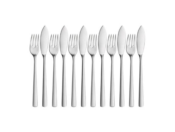 WMF Fischbesteck Corvo Fischbesteck-Set, 12-teilig, Cromargan protect® (12-tlg), 6 Personen, Cromargan protect, Cromargan protect teilmattiert, kratzbeständig, spülmaschinenfest