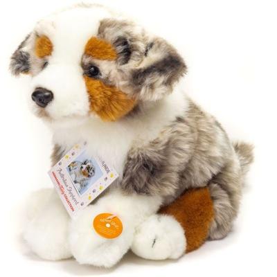 Teddy Hermann 91935 - Australian Shepherd Welpe sitzend, 22 cm, Sonderedition Lieblingshunde, Plüschtier