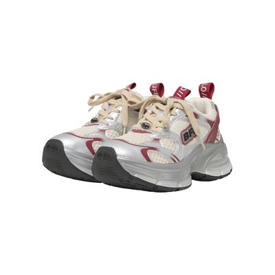 Trainingsschuh BUFFALO "Buffalo RIDR", Damen, Gr. 37, silber (silber, cream, rot), Leder, Schuhe