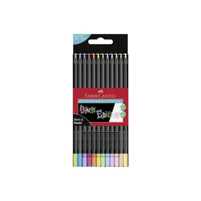 Faber-Castell Buntstifte Black Edition, Neon + Pastell, 12er Set