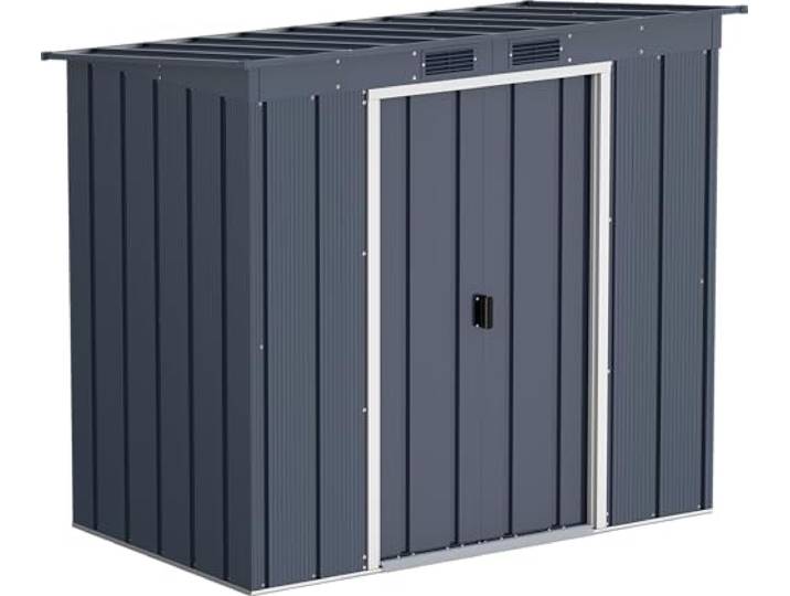 Duramax ECO 6 x 4 (2.17 m²) Metallgerätehaus mit Steildach, Gartenhaus aus feuerverzinktem Metall - Geräteschuppen, robuste und verstärkte Dachkonstruktion, wetterfester Metallschuppen, Anthrazit
