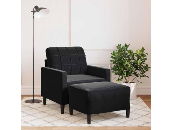 HEFZGDB Sessel mit Hocker Schwarz 60 cm Samt Modernes Design Metallgestell Bequem Entspannen Lesen Fernsehen Vielseitig Wohnzimmer Komfortabel Stilvoll