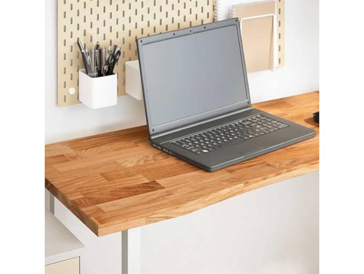 HEFZGDB Massivholz Schreibtischplatte Hellbraun 140x50x2,5 cm Eiche Arbeitsplatte Naturbelassen für Büro und Homeoffice Robuste Tischplatte mit Langlebiger Qualität und Einfacher