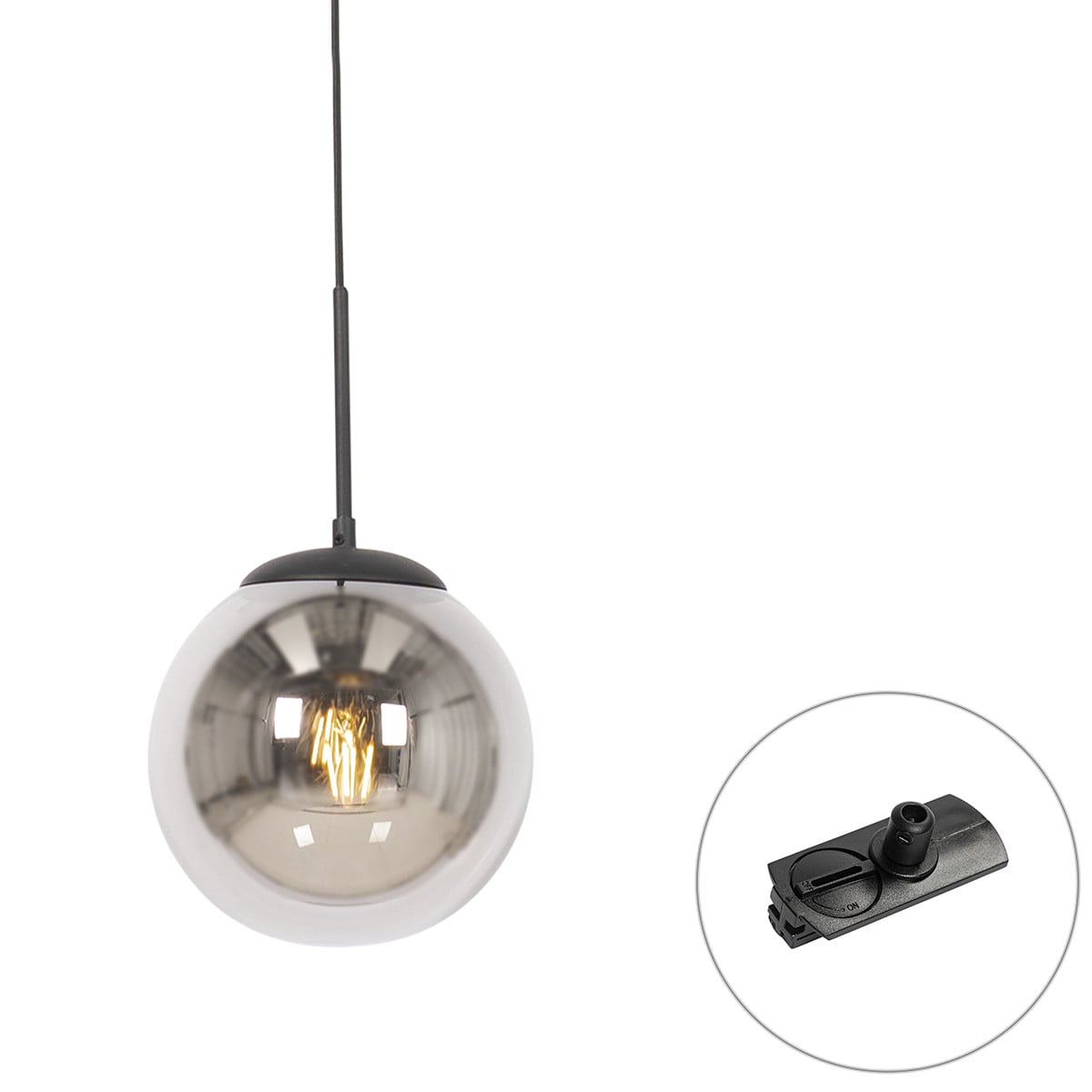 QAZQA Professional Art Deco hanglamp zwart met grijs glas