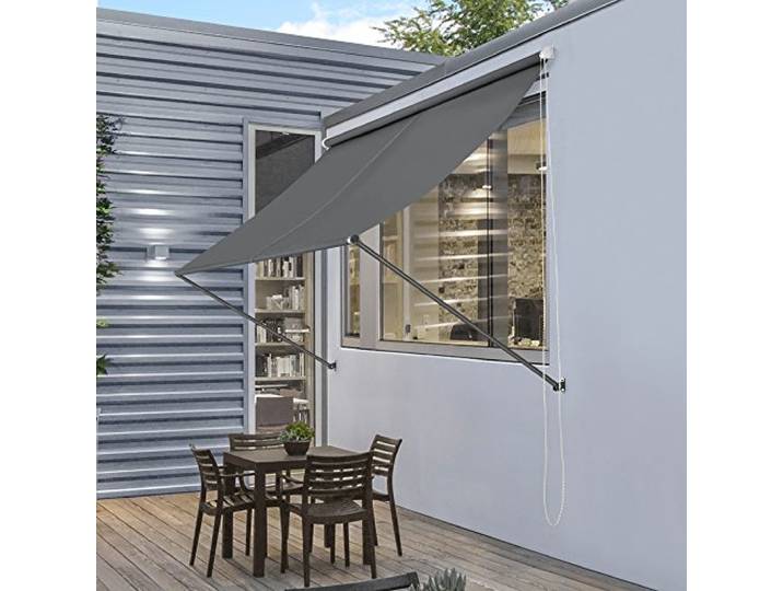 pro.tec Markise 'Malaga' 300 x 120 cm Grau Witterungsbeständig Sonnenschutz Beschattung Terrasse Garten
