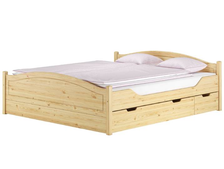 Kieferholzbett Holzbett Gästebett Doppelbett 180 x 200 cm Massiv Natur