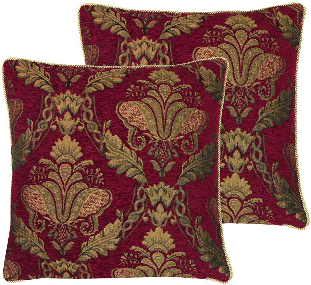 Paoletti Burgundy/Gold Square Cushion Burgundy/Gold 58cm H x 58cm W x 4cm D
