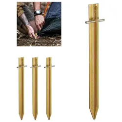 Relaxdays Heringe 4er Set T-Stahl Gold
