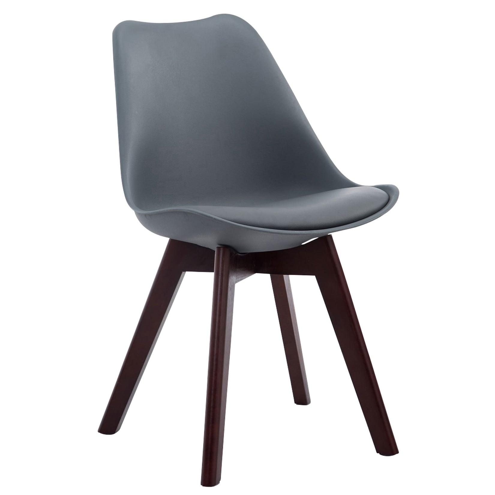 CLP Besucherstuhl Borneo V2 Walnuss Kunstleder Farbe: grau, Gestell Farbe: walnuss