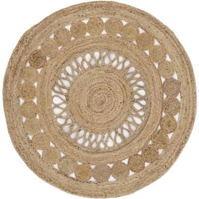 Teppich CARPETFINE "Juteteppich Ella", beige (natur), B:150cm H:5mm Ø:150cm, Jute, Teppiche, Teppich