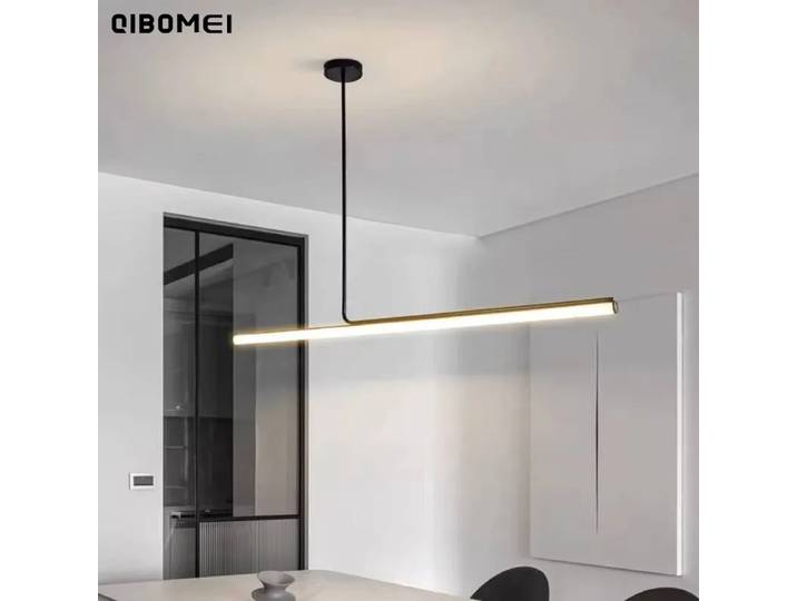 Un mot longue bande Led Restaurant pendentif lumières nordique Simple Table à manger Bar lustres moderne maison éclairage intérieur lampes