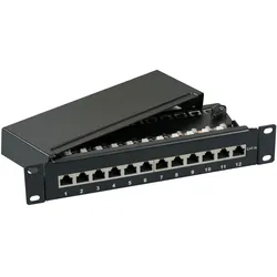 EFB 37737SW.12 Mini-Patchpanel STP 12xRJ45 Cat.6A, 10? 1HE, RAL9005 schwarz 37737SW12