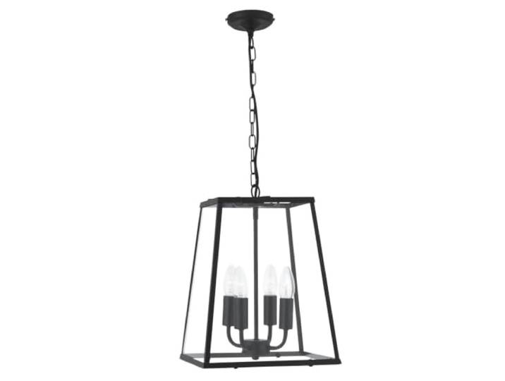 Searchlight Lanterns - 4 Licht Deckenlaterne Anhänger Matt Schwarz, Glasscheiben, E14