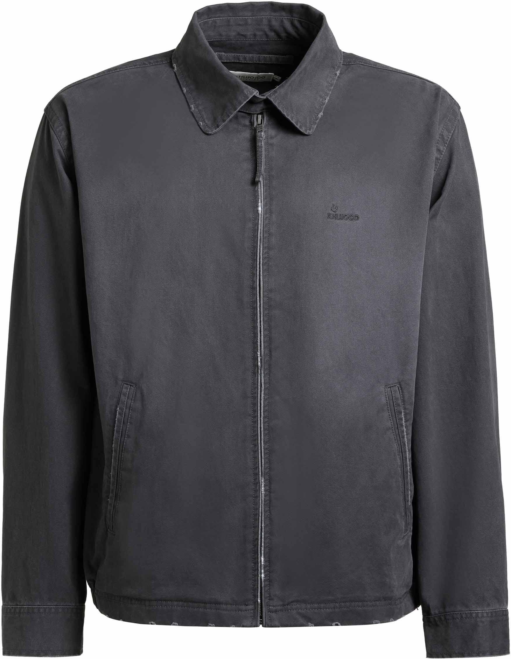 Bomberjacke KHUJO "Bomberjacke Noam", Herren, Gr. XL, grau, Obermaterial: 100% Baumwolle CO., lässig geschnitten hüftlang, Rundhals, Ärmel mit Ärmelschlitz 1-Knopf-Manschette, Jacken Bomberjacke, Hemdjacke für den Übergang