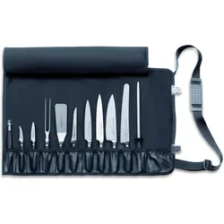 F. Dick Rolltasche Lederoptik, Küchenmesser, Schwarz, Silber