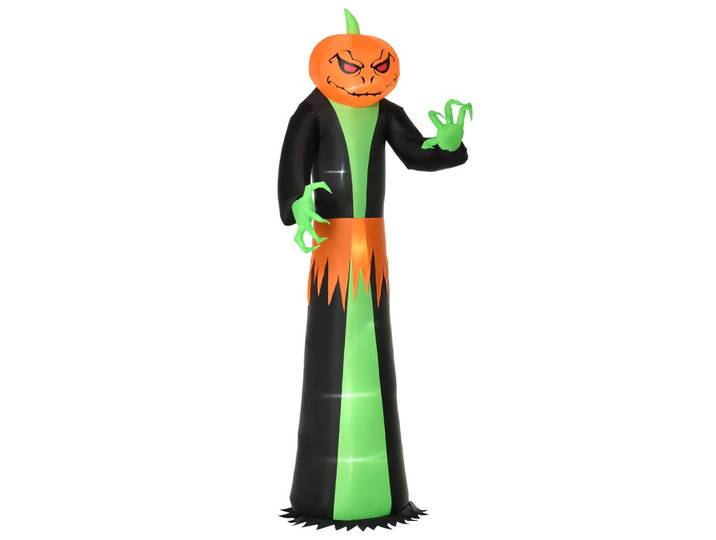 AUFBLASBAR Kürbis Halloween Dekoration Selbstaufblasend Schreck Gespenst mit LED