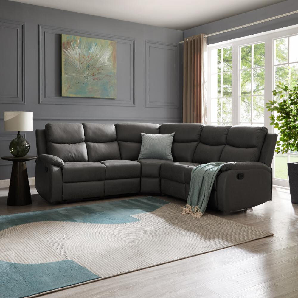 ClassicLiving Grijalva 5 Seater Reclining Corner Sofa Gray 96cm H X 227cm W X 227cm D