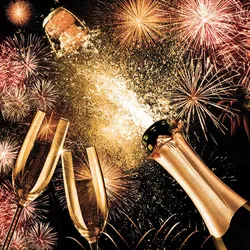 Ambiente 20 Servietten Papier 33x33cm 3-lagig - hochwertige Einweg Papierservietten mit Champagner & Feuerwerk Motiv - Silvester Partyservietten