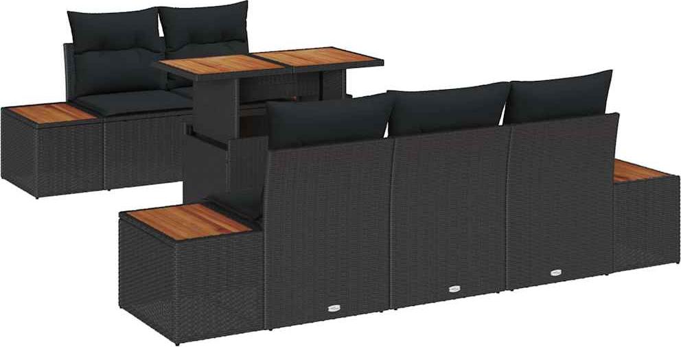 vidaXL Gartensofa-set 6 Stk. Schwarz und Braun