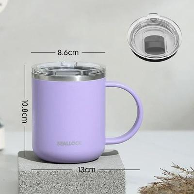 Uplifted Finds 304 Stainless Steel Insulated Water Cup 450ml Anti Scalding Milk & Juice Mug With Lid purple Push