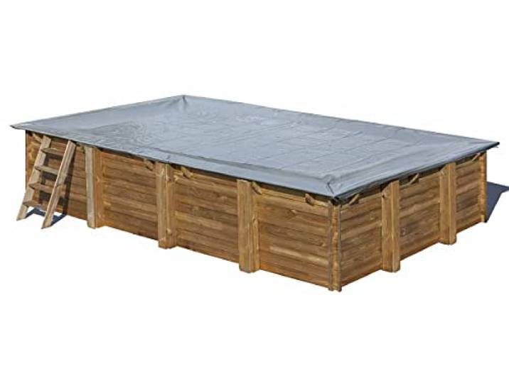 Gre Poolabdeckung 658 x 460 cm, UV-beständig, Lichtundurchlässig, Rechteckig, grau, PVC, Schwimmende Verlegung, Winterabdeckplane für Rechteckbecken
