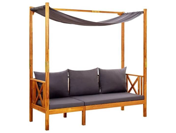Banc de jardin meuble de patio d'extérieur terrasse avec auvent 179 x 66 x 180