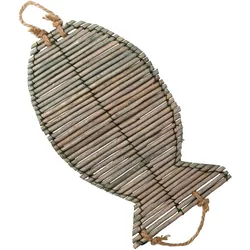 Natur Untersetzer Fisch Korbweide - für Töpfe Teller Schüsseln - 36x20,5x1,5cm braun - Tischdekoration mediterran - Schutz & Deko