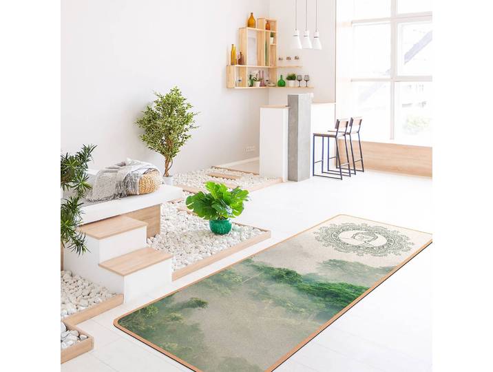 Läufer/Yogamatte Buddha Mandala im Nebel 183 x 61cm Grün
