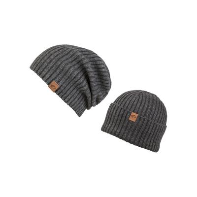 Beanie CHILLOUTS "Justin Hat", Herren, grau (dunkelgrau), Strick, Kunstfaser, unifarben, Mützen Beanie, mit Chillouts-Logo am Saum