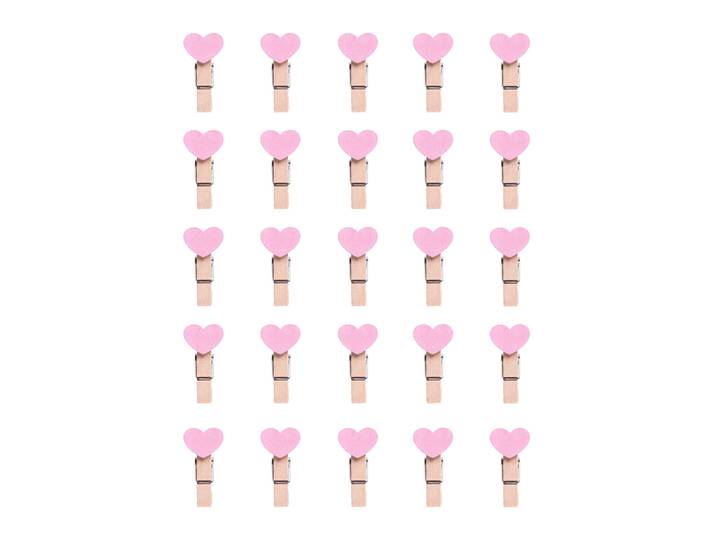 QUVIO Wasknijpers mini - 25 stuks - Hout - Roze