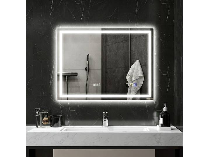 HOMCOM Miroir LED Salle de Bain 60x80cm Anti-Buée Argent