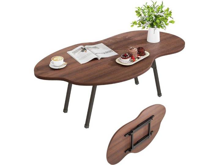TABLE BASSE-ZENATERRA-Table d'appoint ronde bambou à 2 niveaux rebord salon couloir entrée bambou naturel