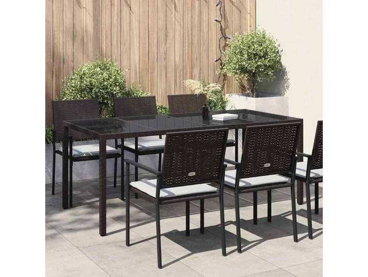 Automne/hiver  Marron Table de jardin pour repas Marron 190x90x75cm Poly rotin - Hauteur:75cm DEC7432545
