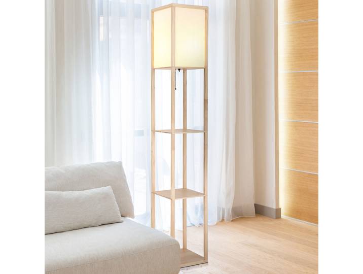 Lampadaire Tabitha Type A 26 x 159 x 26cm Blanc/Marron Tissé à plat E27