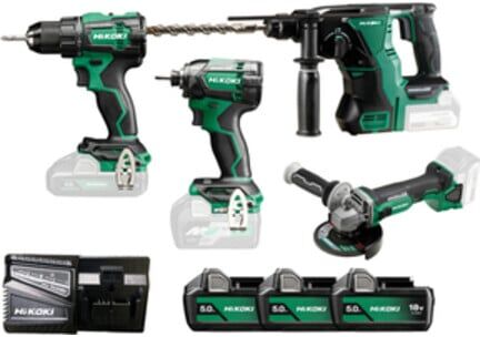 Kit HiKOKI perceuse-visseuse sans fil + visseuse à choc + Meuleuse d'angle + perforateur-burineur KC18DE-3 (KC18DEWHZ)