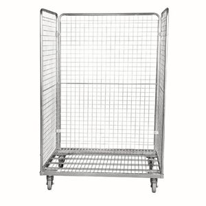 HMH Rollbehälter Nutzhöhe 1620mm, verzinkt, Stahlbodenplatte 1200 x 800mm, 3-seitig