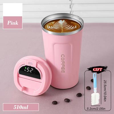 Modern Mode Marketplace Smart TempGuard Portable Stainless Steel Travel Mug With Intelligent LED Temperature Display pink