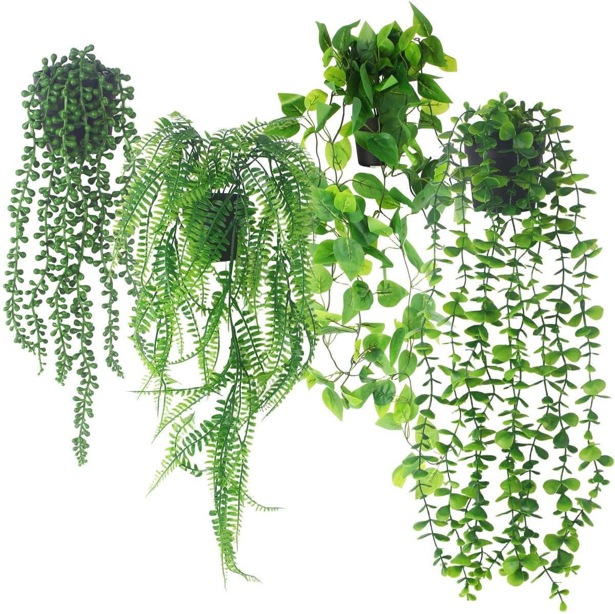 Omgoods Set van 4 Kunstplanten met Potten voor Decoratie