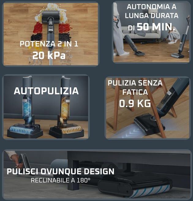 Rowenta Lavapavimenti Senza Fili Gz5436e0-nero/blu