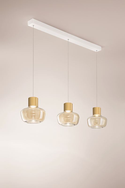 Fabas Luce LED-Pendelleuchte Kino Weiß Cognac 3767-48-365 8019282546528