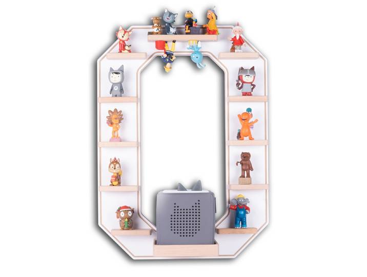 Wandregal BOARTI Holz Regal Buchstabe O für Toniebox Tonies Figuren , weiß, B:40cm T:19cm, Regale, Wandregal