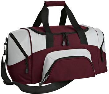 Port Authority BG990S Small Colorblock Sport Duffel in Maroon/Gray size OSFA   Polyester Blend