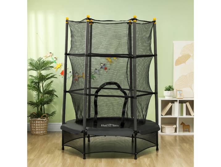 HOMCOM Trampoline Enfant Ø1,40m Filet Sécurité Noir
