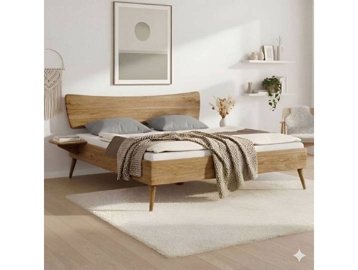 HOMELIV. Bett Livo Komfort Eiche Massivholz 140x200cm skandinavisch, höhenverstellbar