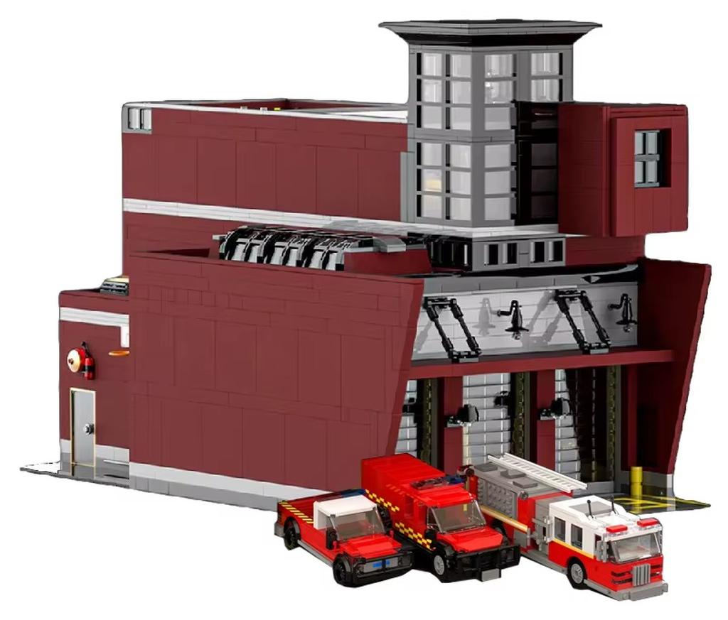 Feuerwache - Bausatz - Modulares Gebäude - 3079 Teile - Mit Anleitung - Kleine Bausteine - ABS-Kunststoff - Ab 14 Jahren